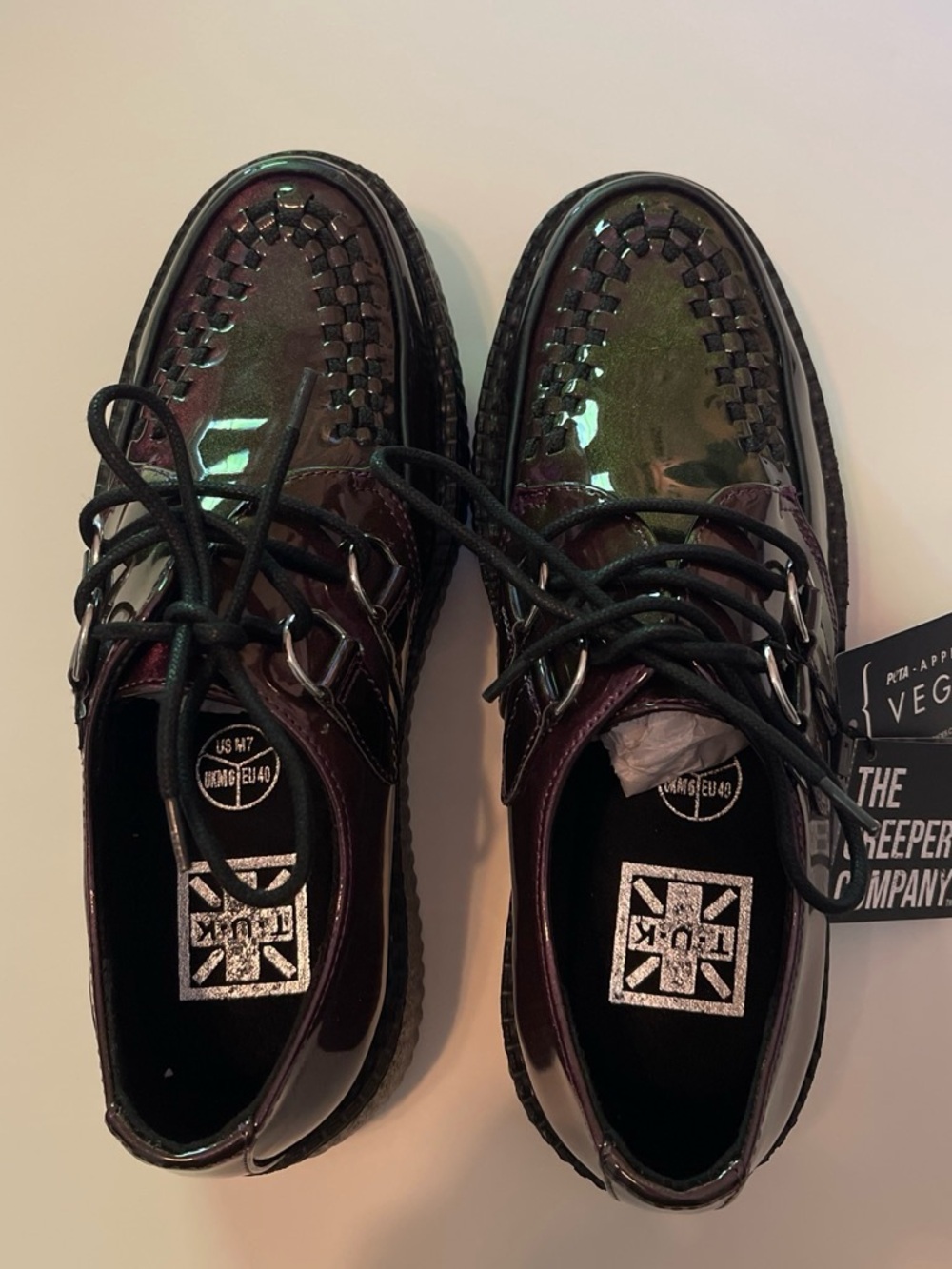 T.U.K Iridescent Purple Lace-Up Creeper Oxfords - Picture 5 of 7